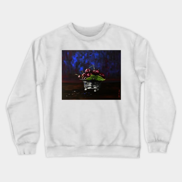 Cherries in a Bowl Crewneck Sweatshirt by Krusty